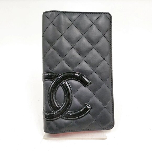 Authentic Chanel Cambon Black Leather Wallet mn715-112925
